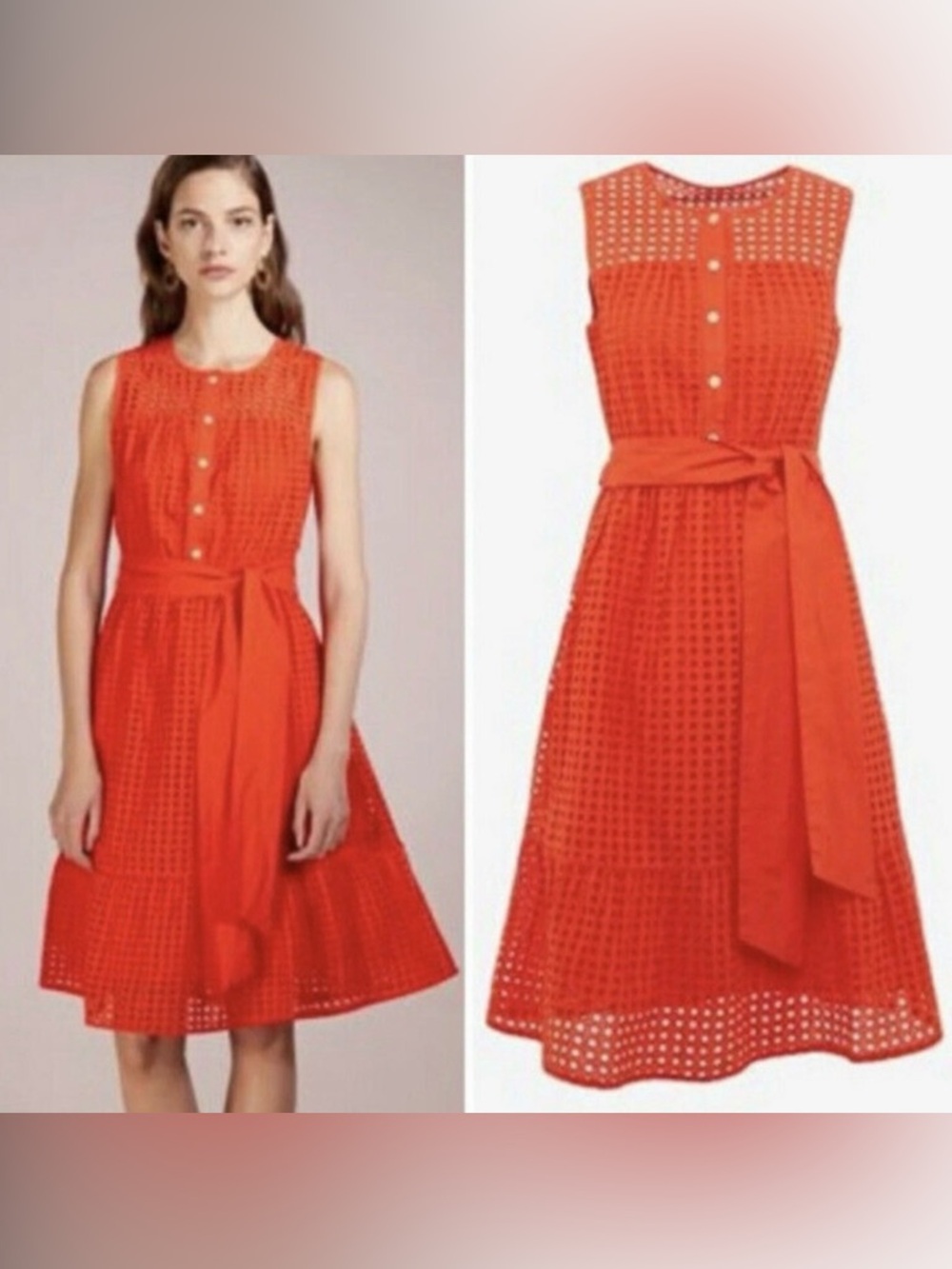 J. Crew Vibrant Orange Eyelet Dress